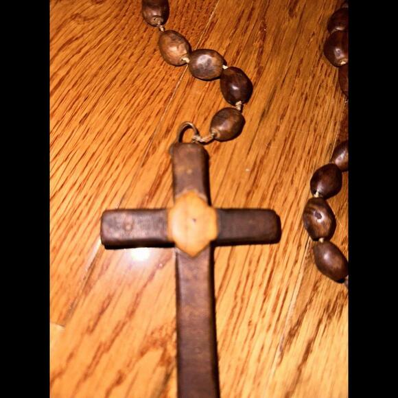 Dark Brown Giant Wooden Rosary - Picture 2 of 7